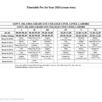 Timetable Pre 1st year 2024